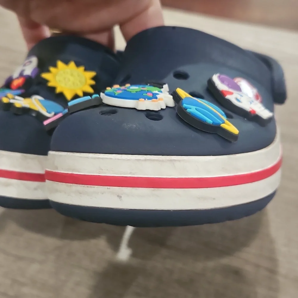 Kids Navy Clogs with Fun Space Charms